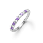 0.15 CT Round Amethyst Lab Made Diamond- February Birthstone Wedding Band 8