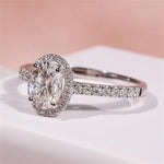 Stunning 1.0 CT Oval Cut Moissanite Engagement Ring with Halo & Pave Design 2