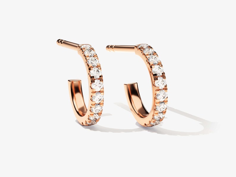0.50 TCW Round Cut Moissanite Hoops Earrings in Gold 4