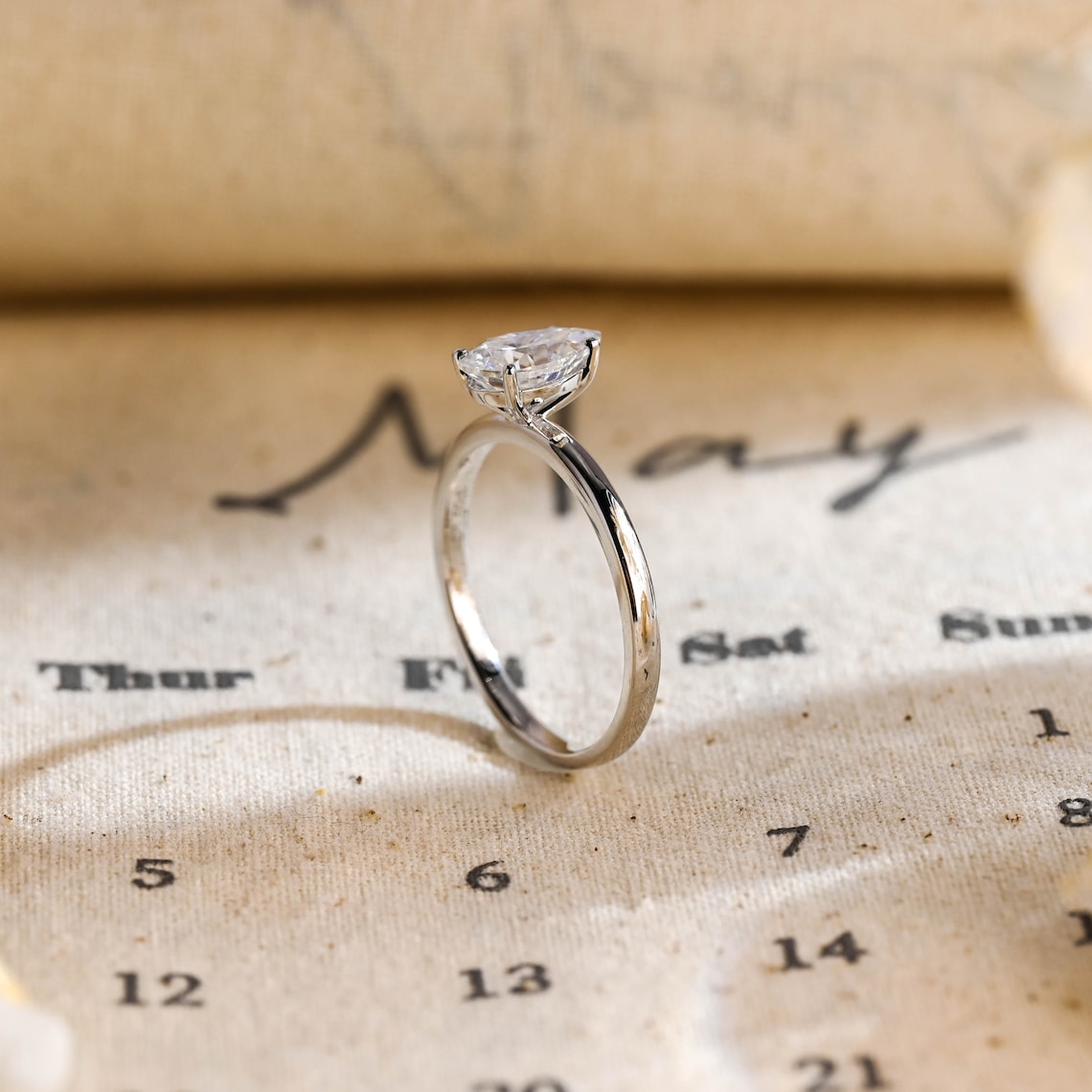 Stunning 2.0 CT Pear Moissanite Engagement Ring with Solitaire Design 7