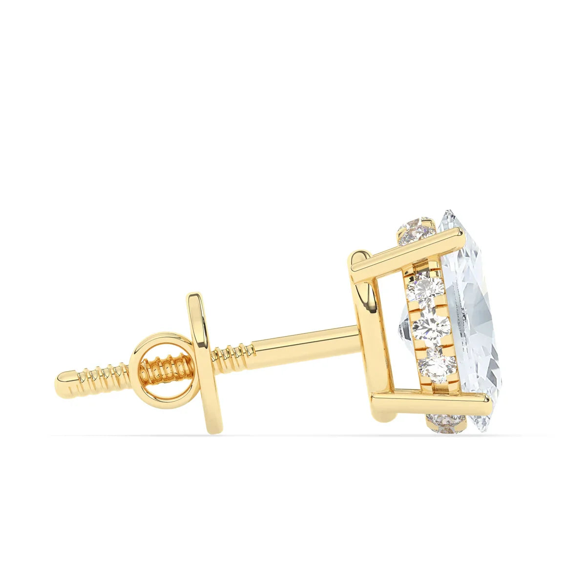 2.0 TCW Oval Cut Moissanite Hidden Halo Stud Earrings in Gold 2