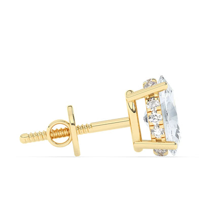 2.0 TCW Oval Cut Moissanite Hidden Halo Stud Earrings in Gold 2