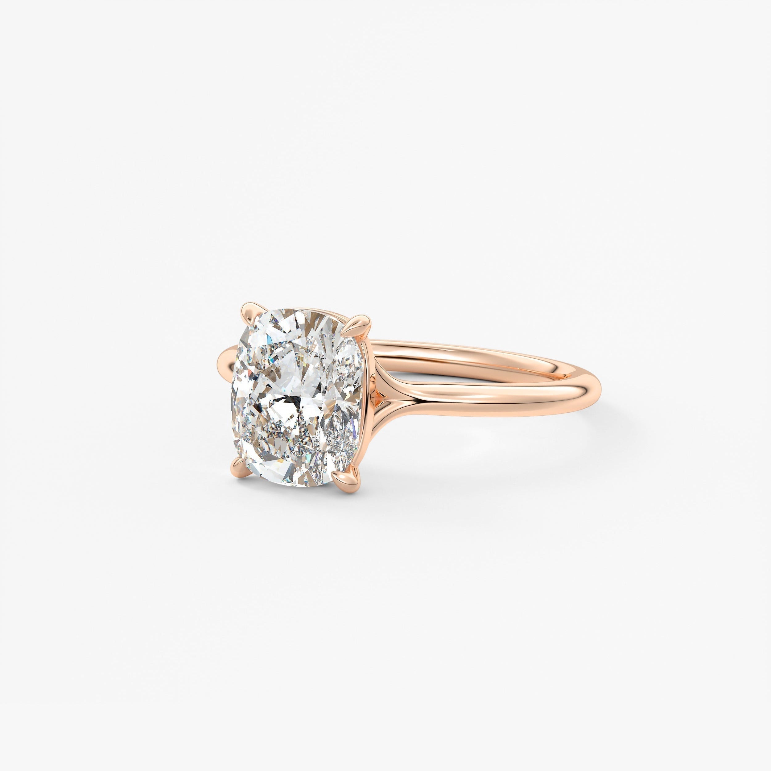 Elongated Cushion Split Shank Lab Grown Diamond Engagement Ring