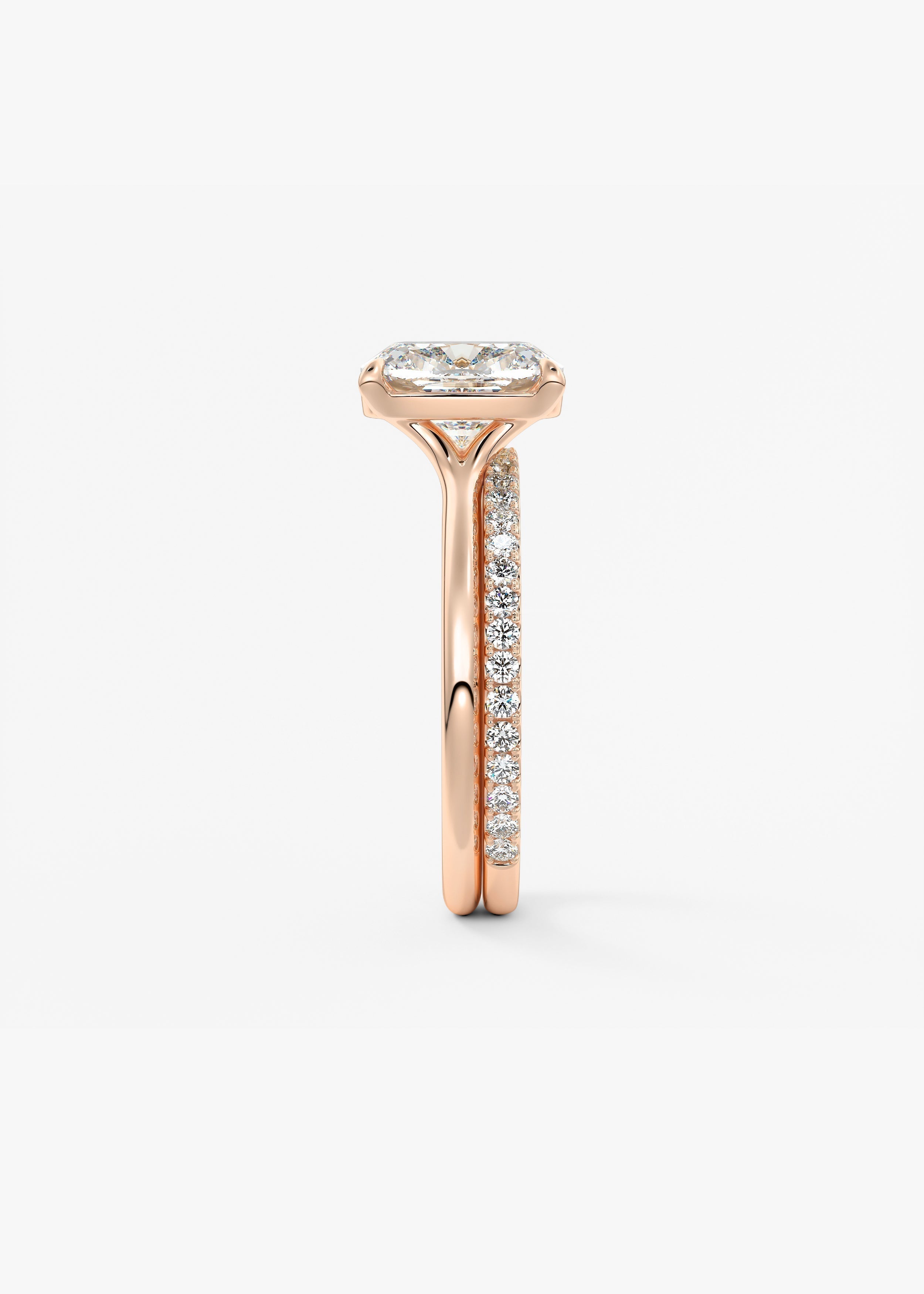 Elongated Cushion Split Shank Lab Grown Diamond Engagement Ring
