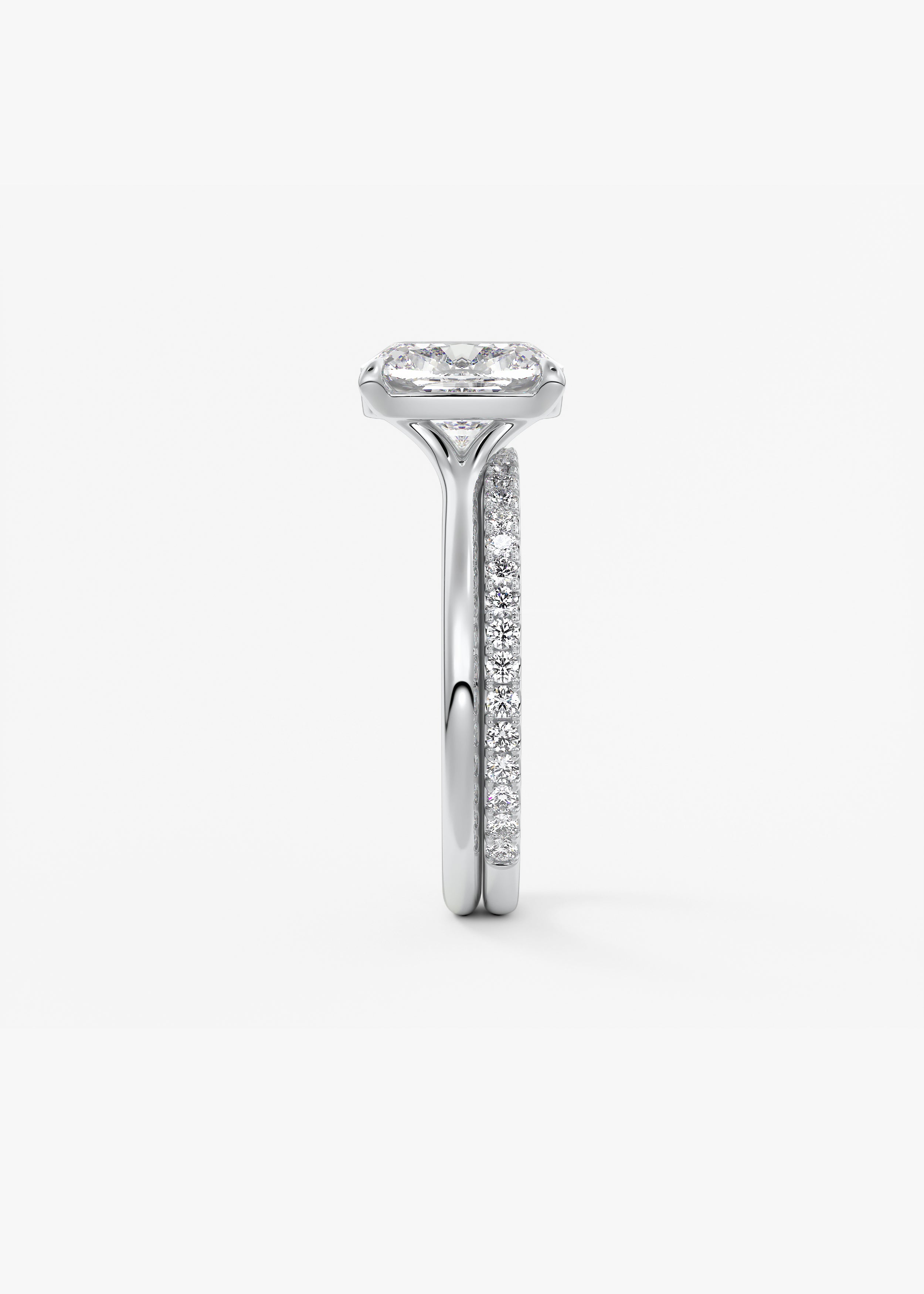 Elongated Cushion Split Shank Lab Grown Diamond Engagement Ring