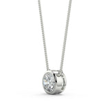 1.0 CT Round Moissanite Diamond Bezel Pendant Necklace in Solid Gold 5
