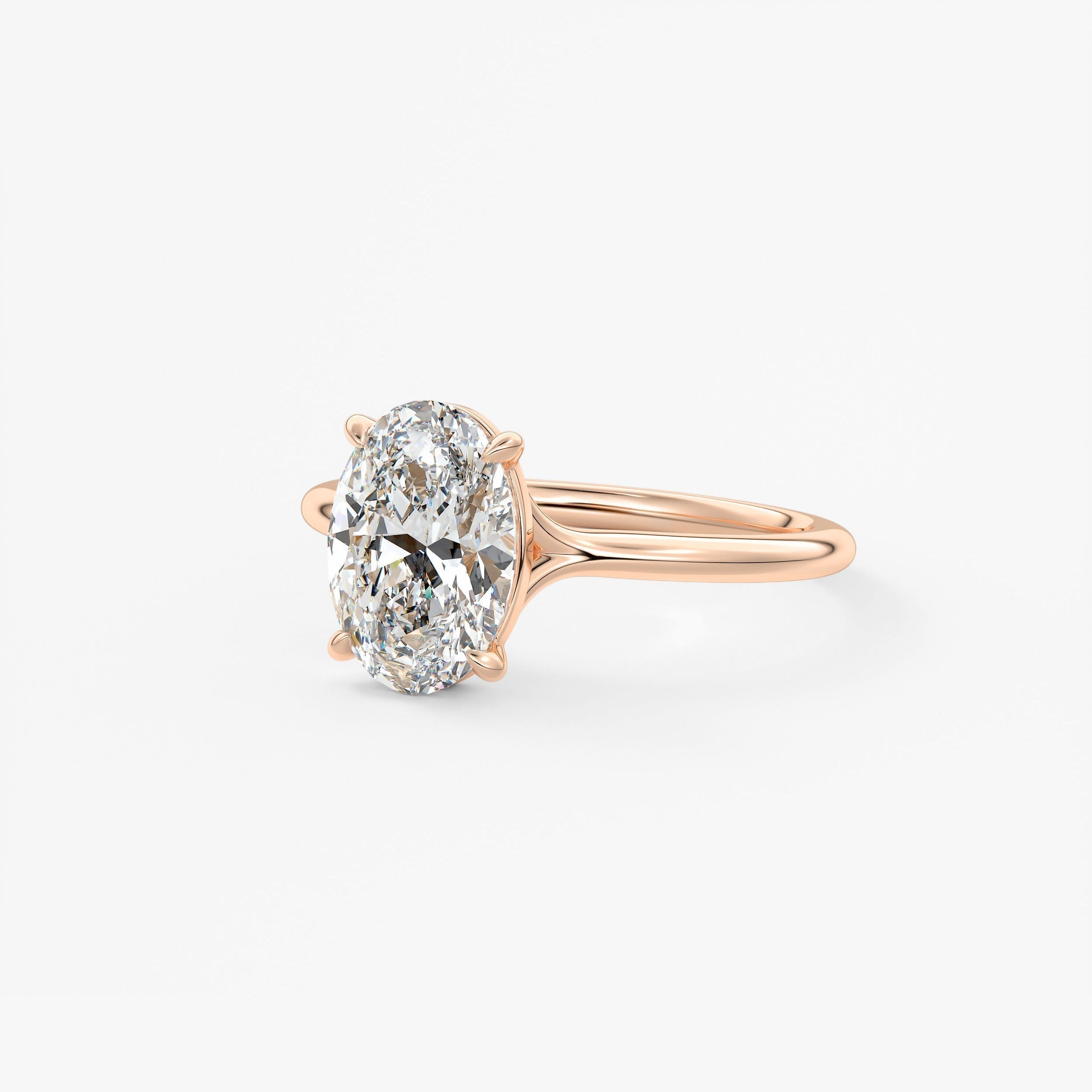 Oval Split Shank Lab Grown Diamond Engagement Ring