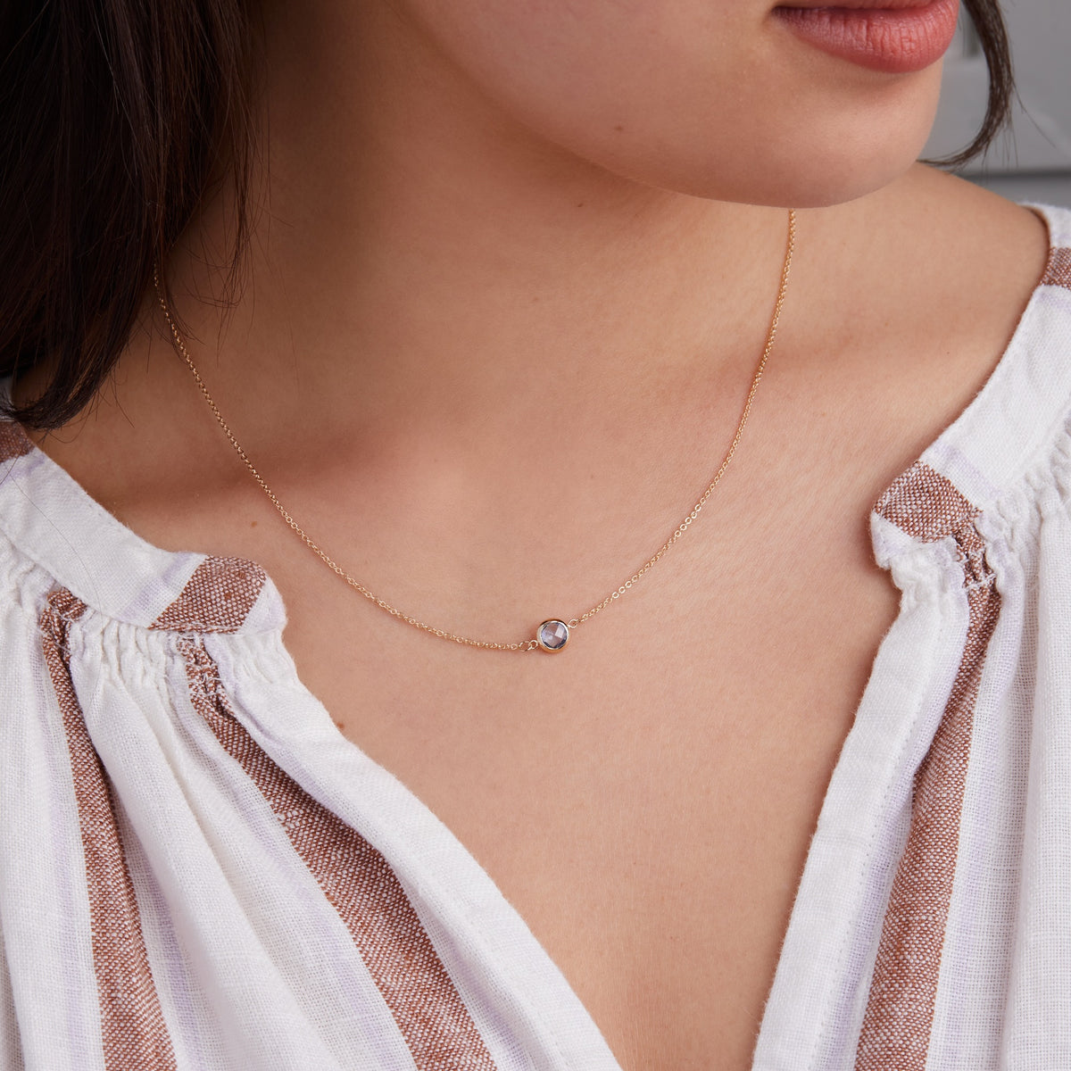 0.90 CT Round Aquamarine Lab Made Diamond-March Birthstone Necklace 3