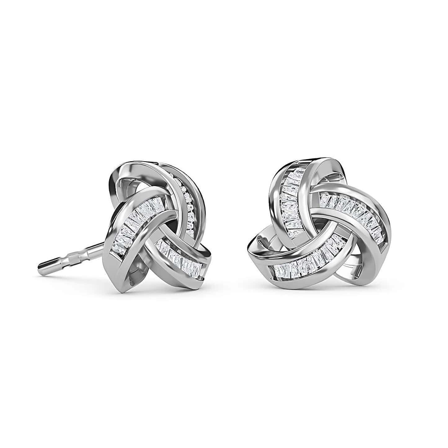 Round Cut Cubic Zirconia in 925 Sterling Silver Earrings 4