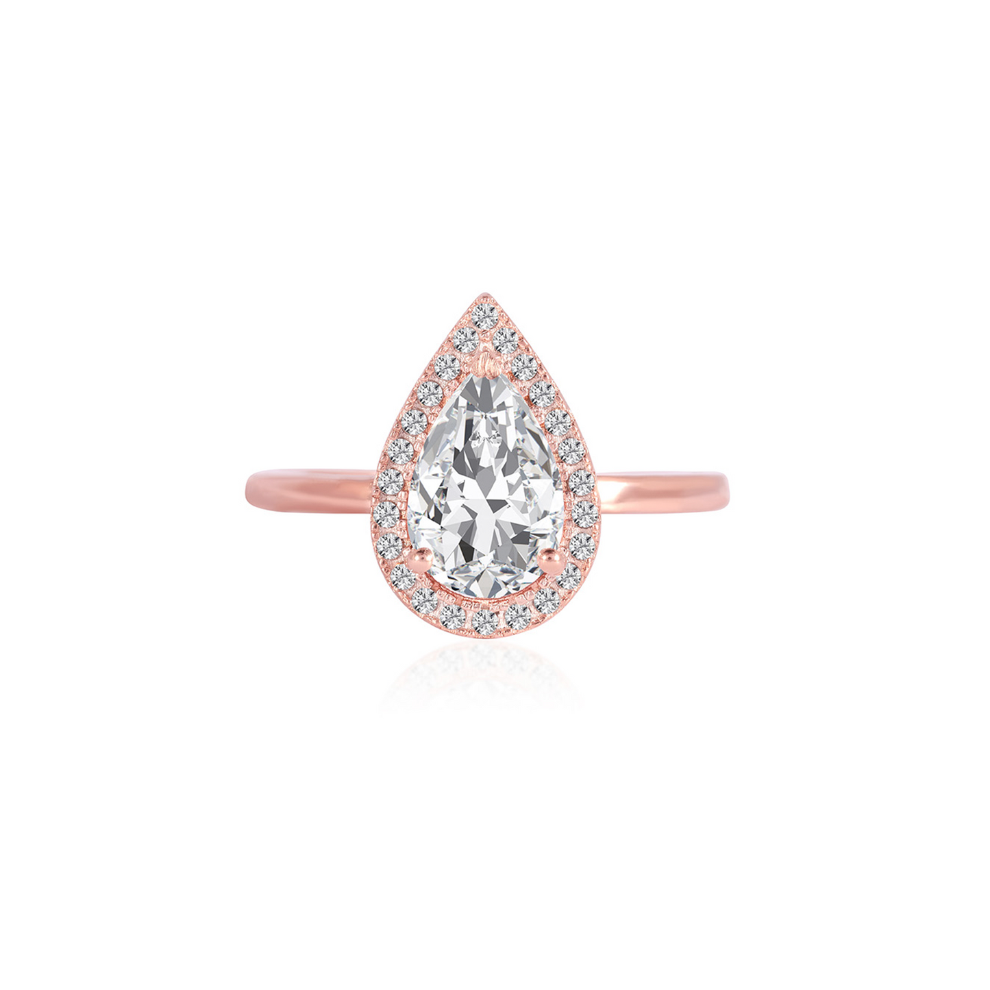Stunning 1.0 CT Pear Moissanite Engagement Ring with Halo Design 1