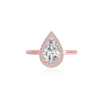 Stunning 1.0 CT Pear Moissanite Engagement Ring with Halo Design 1