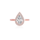 Stunning 1.0 CT Pear Moissanite Engagement Ring with Halo Design 1