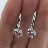 Round Cut Cubic Zirconia in 925 Sterling Silver Earrings 7