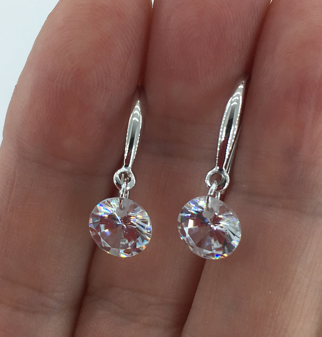 Round Cut Cubic Zirconia in 925 Sterling Silver Earrings 7