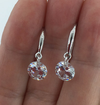 Round Cut Cubic Zirconia in 925 Sterling Silver Earrings 7