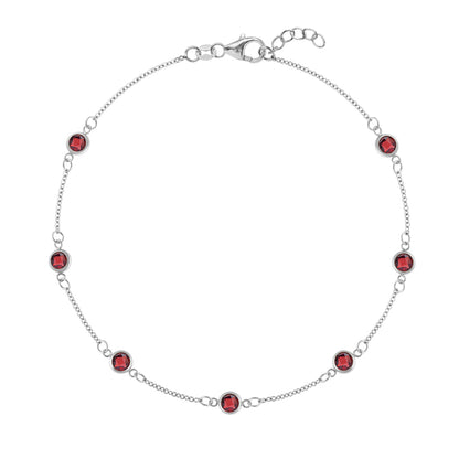 1.75 TCW Round Garnet Lab Made Diamond- January Birthstone Bracelet 6