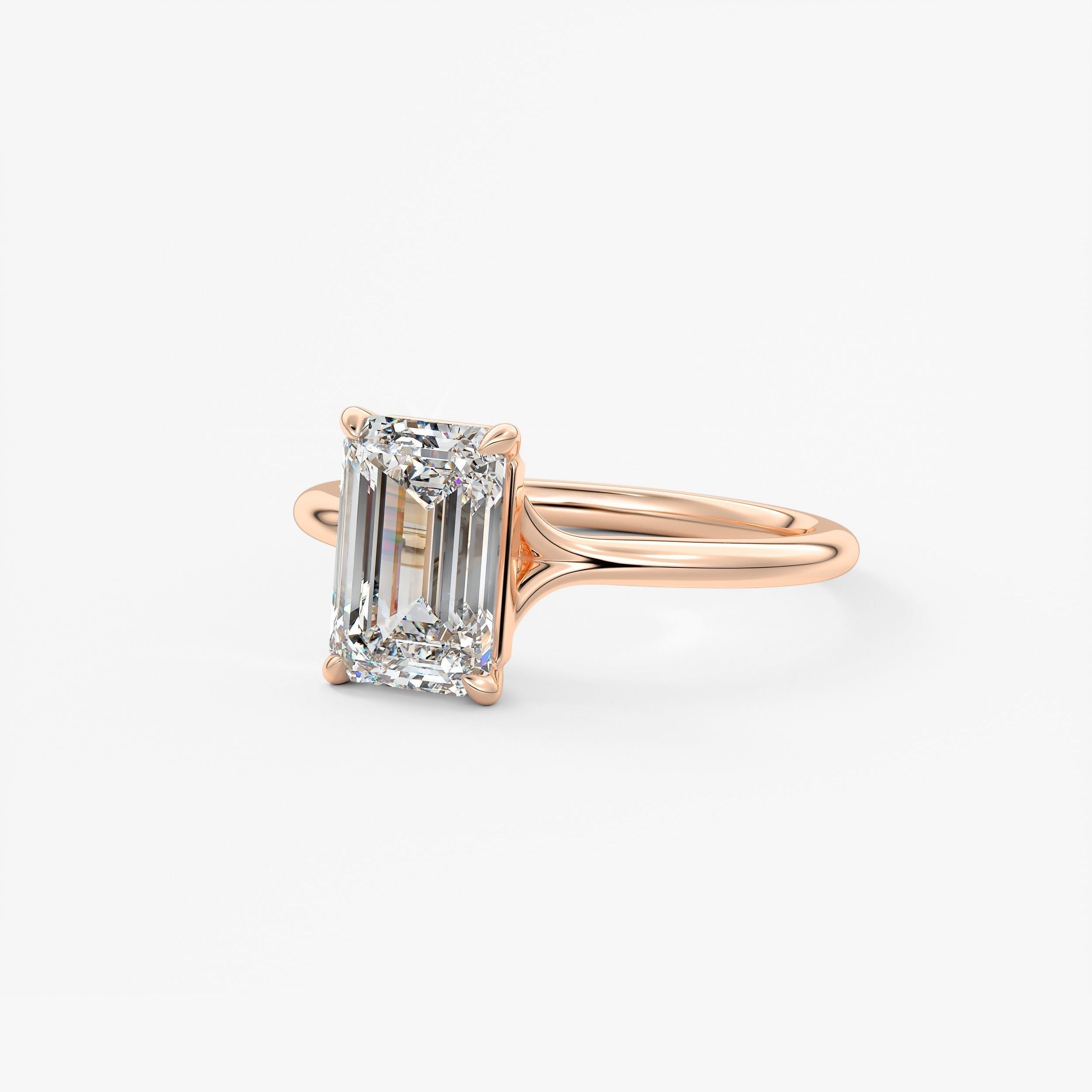 Emerald Split Shank Lab Grown Diamond Engagement Ring
