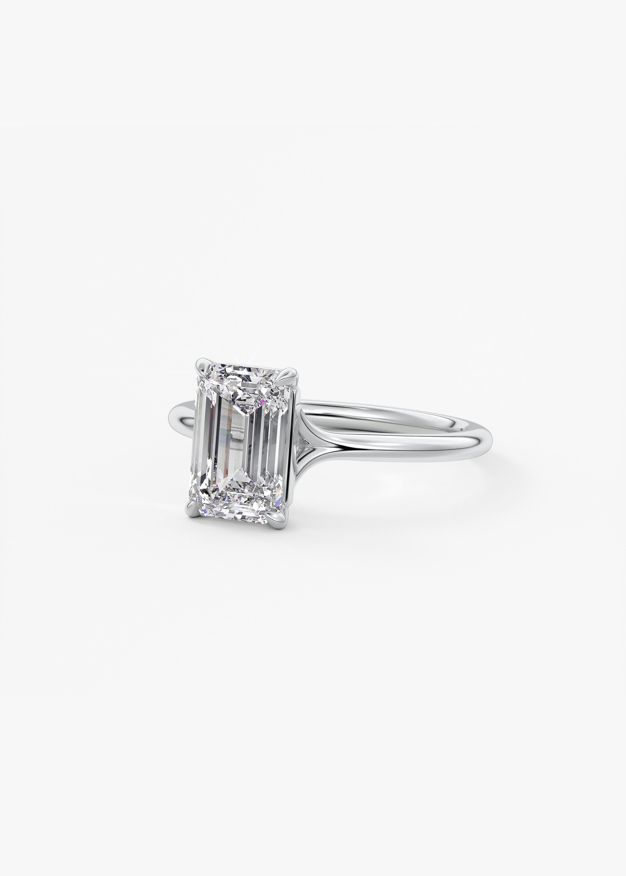 Emerald Split Shank Lab Grown Diamond Engagement Ring
