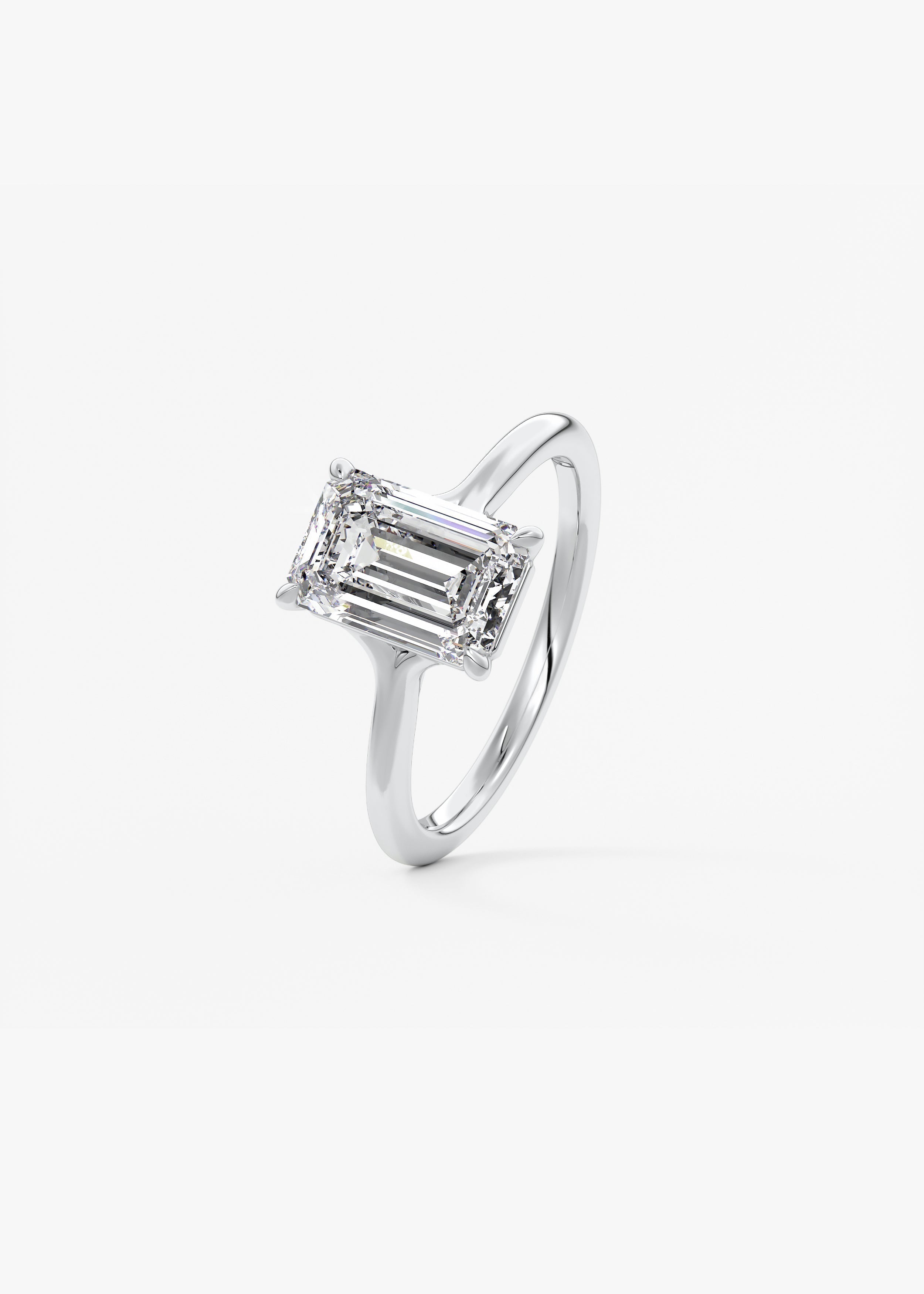 Emerald Split Shank Lab Grown Diamond Engagement Ring