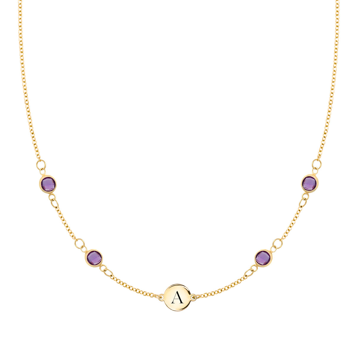 0.15 CT Round Amethyst Lab Made Diamond- February Birthstone Initial Necklace 1