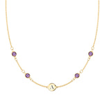 0.15 CT Round Amethyst Lab Made Diamond- February Birthstone Initial Necklace 1
