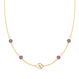 0.15 CT Round Amethyst Lab Made Diamond- February Birthstone Initial Necklace 1