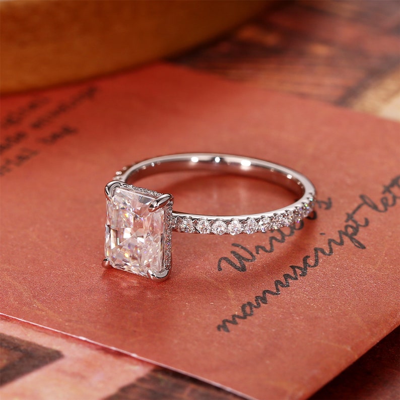 Stunning 4.0 CT Radiant Moissanite Engagement Ring with Pave Design 3