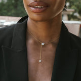 2.0 CT Pear Moissanite Diamond Lariat Pendant Necklace in Solid Gold 3