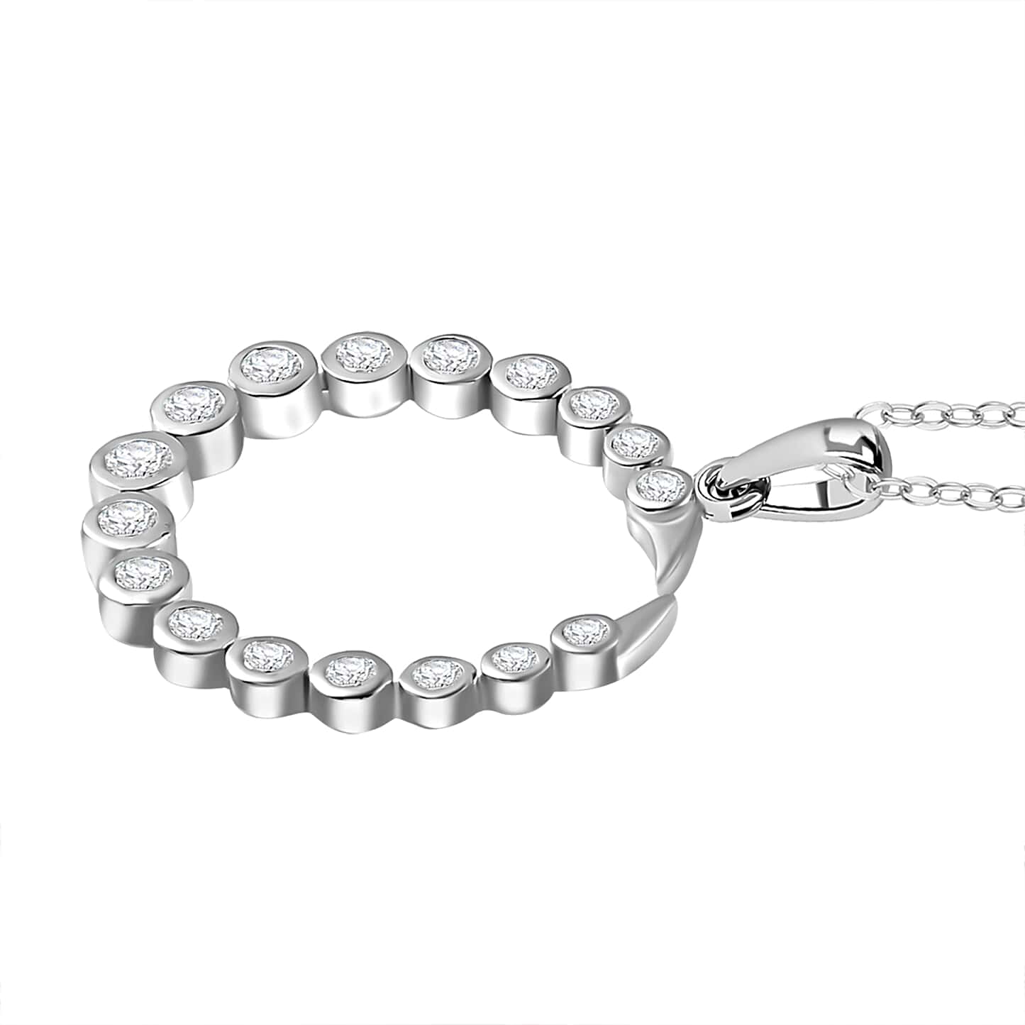 Round Cut Cubic Zirconia in 925 Sterling Silver Necklace 4