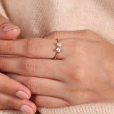 Stunning 0.30 TCW Heart Moissanite Stones Two Stone Wedding Band 1