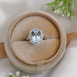 3.0 CT Oval Cut Halo Style Aquamarine Ring 6