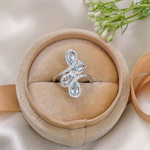 2.0 TCW Pear & Round Cut Aquamarine Ring 6