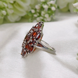 3.0 TCW Marquise and Round Cut Red Garnets Ring 6