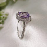 2.0 CT Cushion Cut Halo & Pave Style Pale Amethyst Ring 6