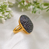 1.0 TCW Round Cut Black Gemstones Ring 6