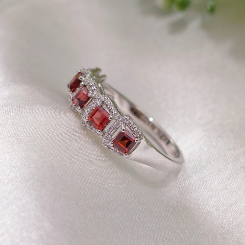 2.5 TCW Red Garnets Full Eternity Wedding Band 6
