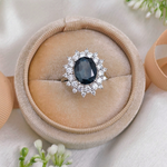 3.0 CT Oval Cut Cluster Style Blue Topaz Ring 6