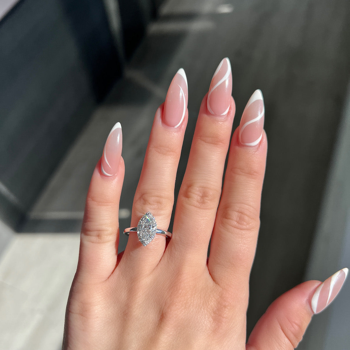 Stunning 1.0 CT Marquise Shape Moissanite Engagement Ring with Halo Design 2
