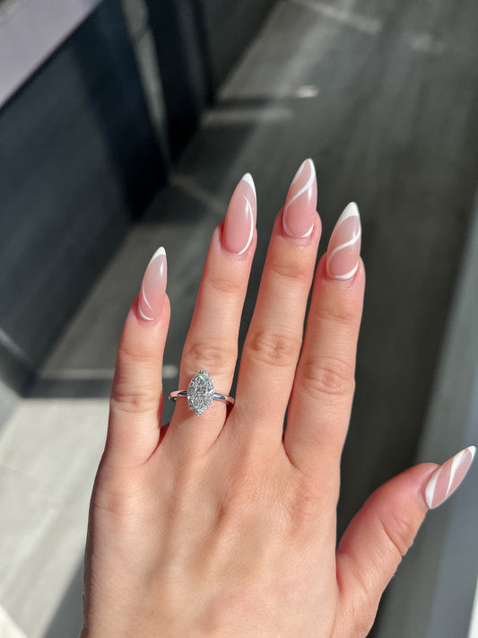 Stunning 1.0 CT Marquise Shape Moissanite Engagement Ring with Halo Design 2