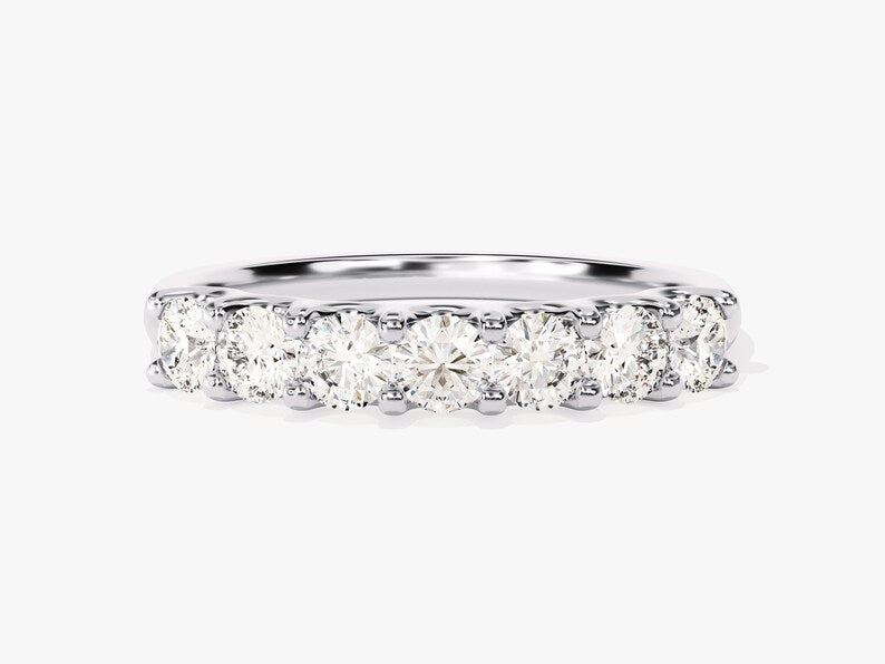 Stunning 0.70 CT Round Moissanite Stones Half Eternity Wedding Band 2