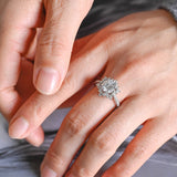 Stunning 0.5 - 1.5 CT Round Moissanite Engagement Ring with Cluster Design 4