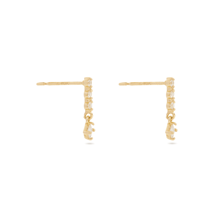 1.0 TCW Round & Princess Cut Moissanite Dangle Earrings in Gold 9
