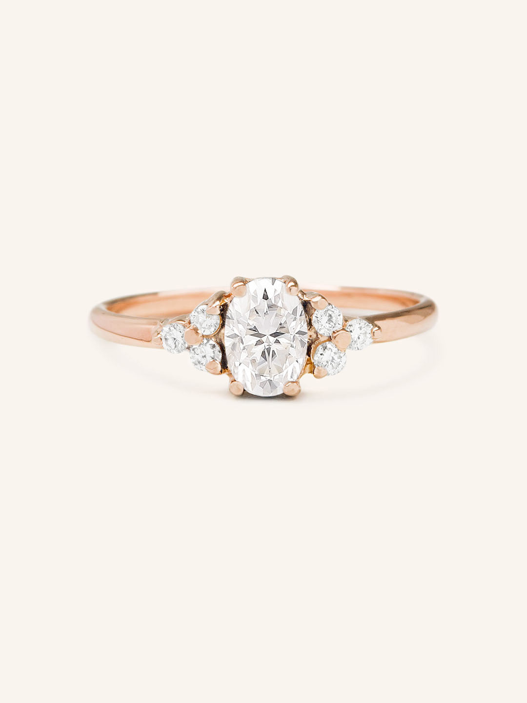 Stunning 1 CT Oval Moissanite Engagement Ring With Three Stone Design 4