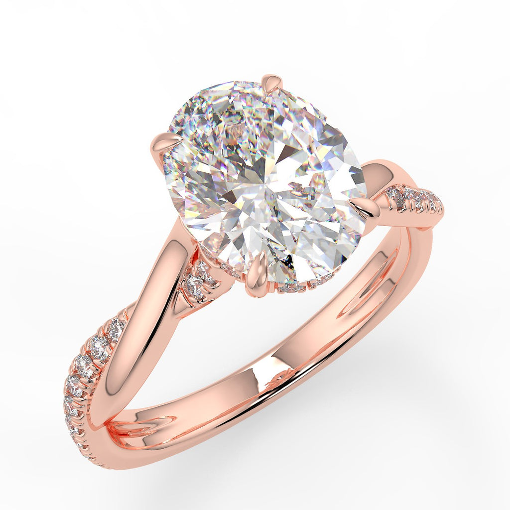 Stunning 2.11 CT Oval Moissanite Engagement Ring with Hidden Halo & Twisted Pave Design 8