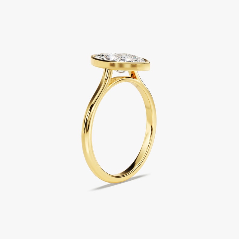 Stunning 1.0-2.0 CT Marquise Moissanite Engagement Ring with Bezel Design 4