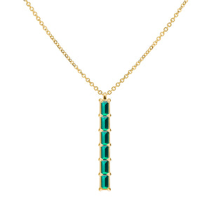 2 TCW Baguette Emerald Lab Made Diamond-May Birthstone Necklace