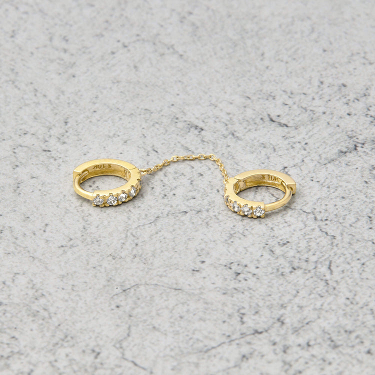 0.50 TCW Round Cut Moissanite Double Huggies Earrings in Gold 4