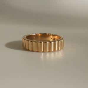 Stunning Ribbed Cigar Metal Wedding Bands