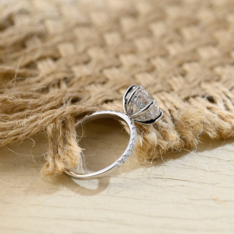 Stunning 3.5 CT Round Moissanite Engagement Ring with Hidden Halo & Pave Design 4