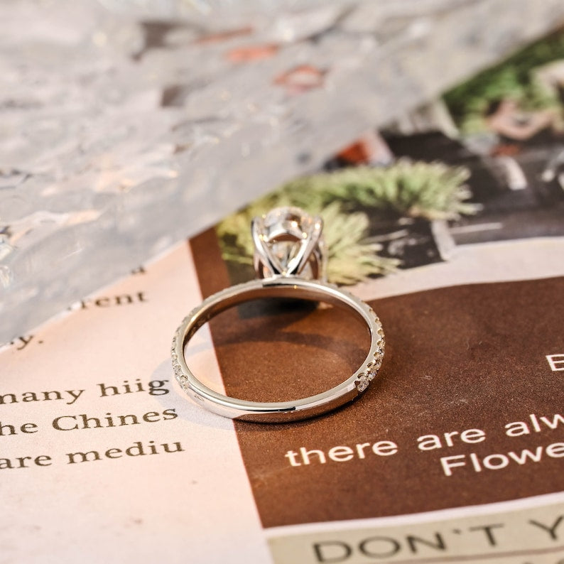 Stunning 2.5 CT Oval Moissanite Engagement Ring with Pave Design 4
